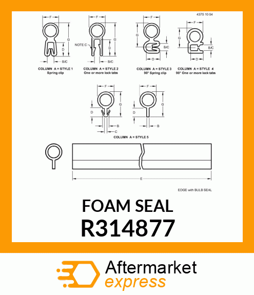 SEAL, RADIATOR TO CAC, LOWER R314877