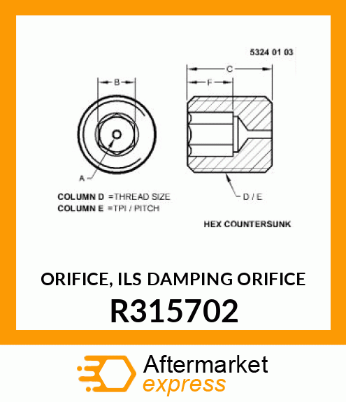 ORIFICE, ILS DAMPING ORIFICE R315702