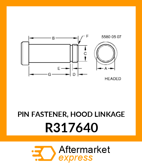 PIN FASTENER, HOOD LINKAGE R317640