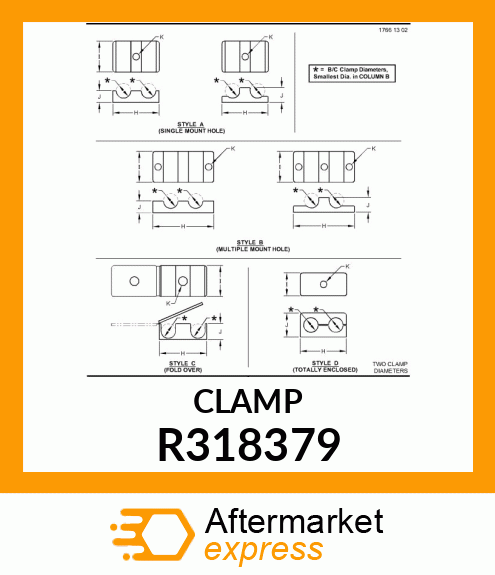 HALF CLAMP, TWIN 3/4 X 5/8 OD TUBIN R318379