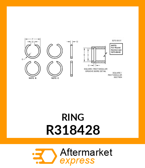 SNAP RING, INTERNAL SQUARE CROSS SE R318428