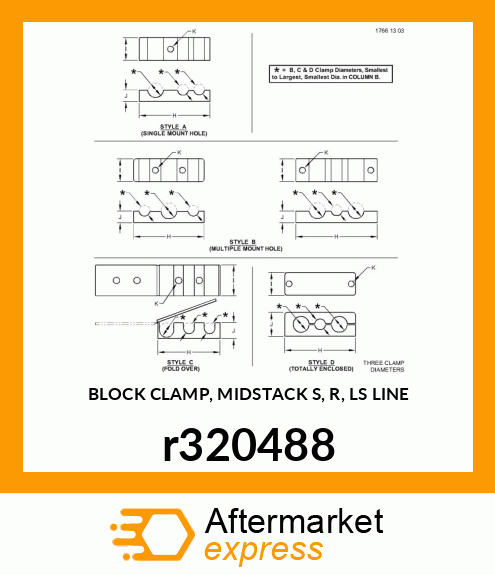 BLOCK CLAMP, MIDSTACK S, R, LS LINE r320488