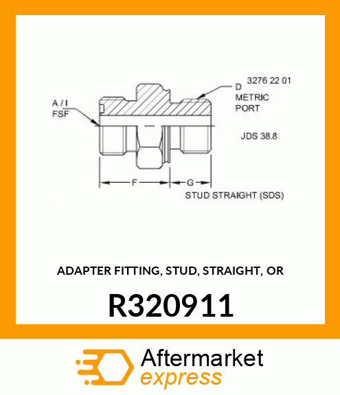 ADAPTER FITTING, STUD, STRAIGHT, OR R320911