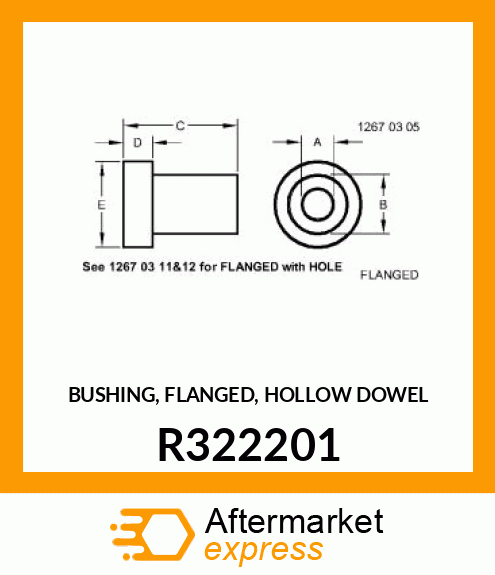 BUSHING, FLANGED, HOLLOW DOWEL R322201