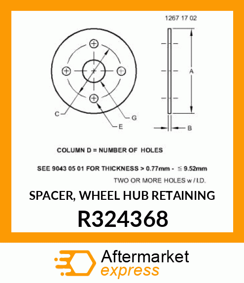 SPACER, WHEEL HUB RETAINING R324368