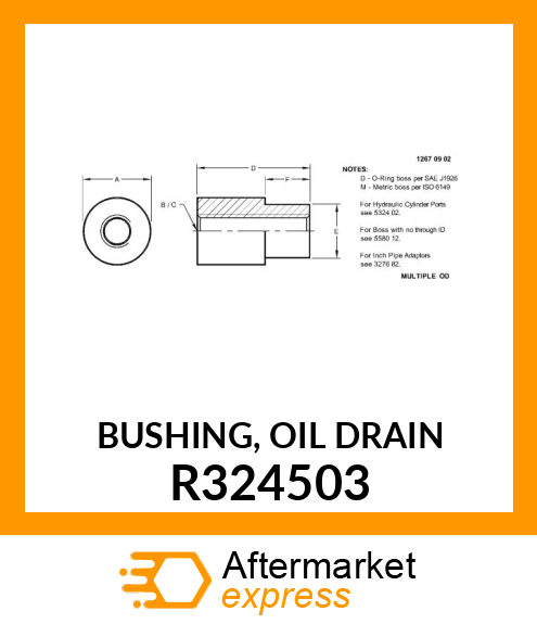 BUSHING, OIL DRAIN R324503