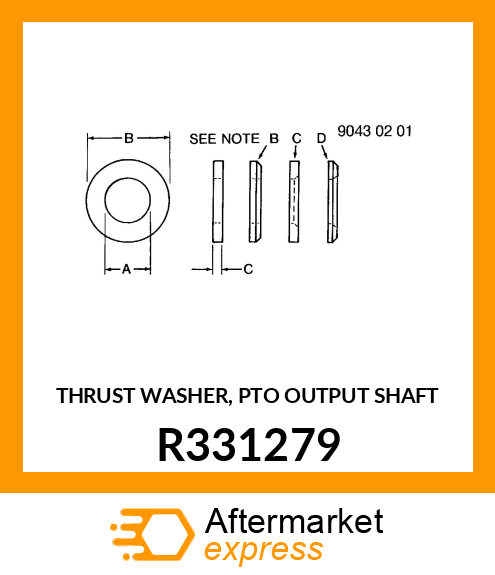 THRUST WASHER, PTO OUTPUT SHAFT R331279