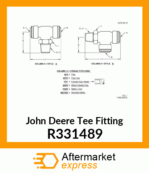 TEE FITTING, SEAT AIR R331489