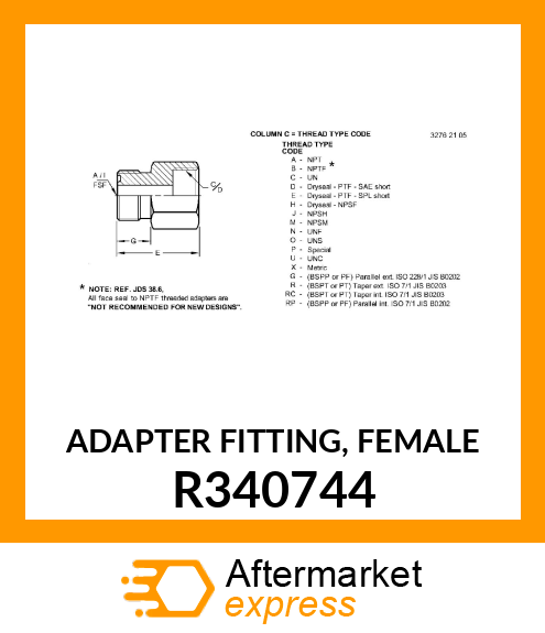 ADAPTER FITTING, FEMALE R340744