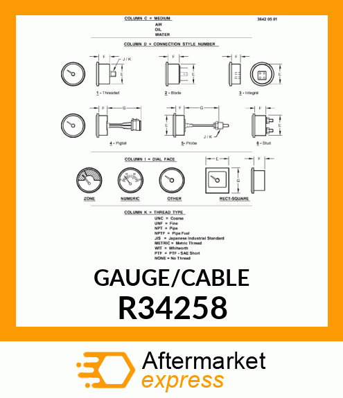 GAUGE,TRANS OIL TEMPERATURE R34258