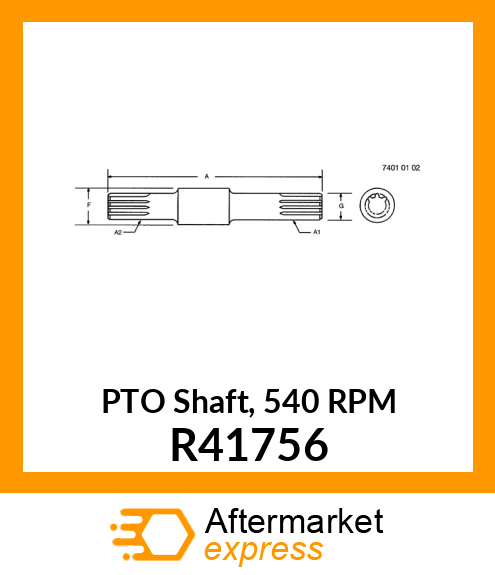 SHAFT, POWER REAR, 540 RPM R41756