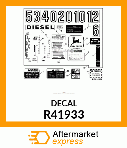 LABEL,REMOTE CYLINDER LH R41933