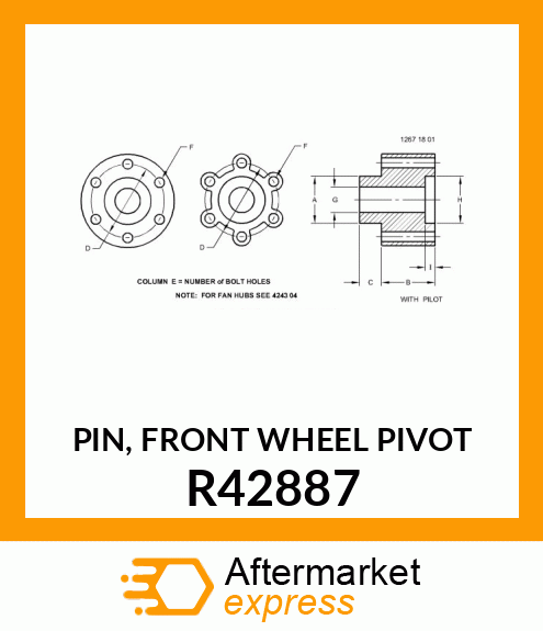 PIN, FRONT WHEEL PIVOT R42887