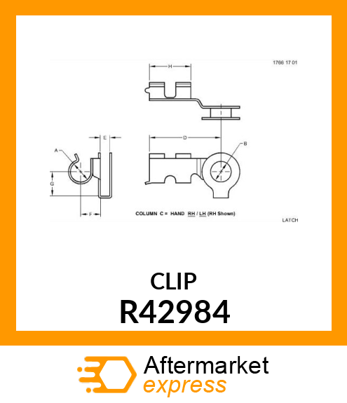 CLIP, CLEVIS, RH R42984