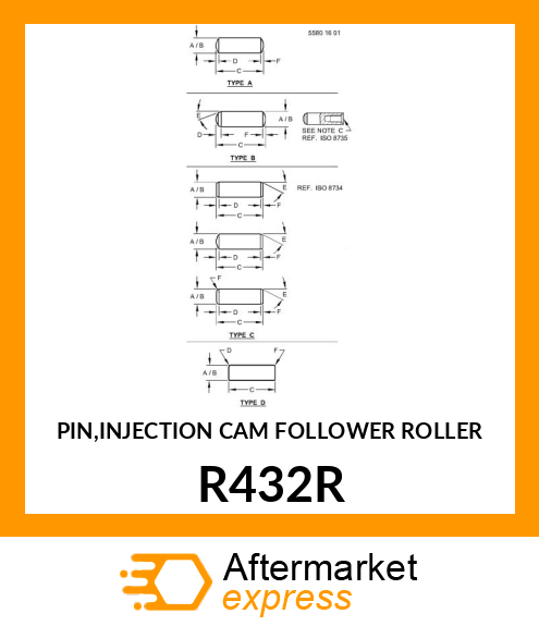 PIN,INJECTION CAM FOLLOWER ROLLER R432R