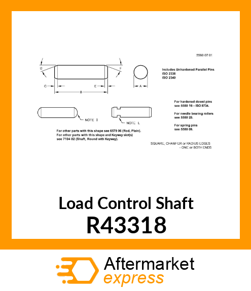 PIN, SHAFT,LOAD CONTROL R43318