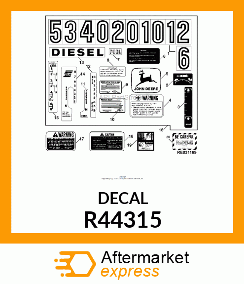 LABEL,REMOTE CYLINDER,RH R44315