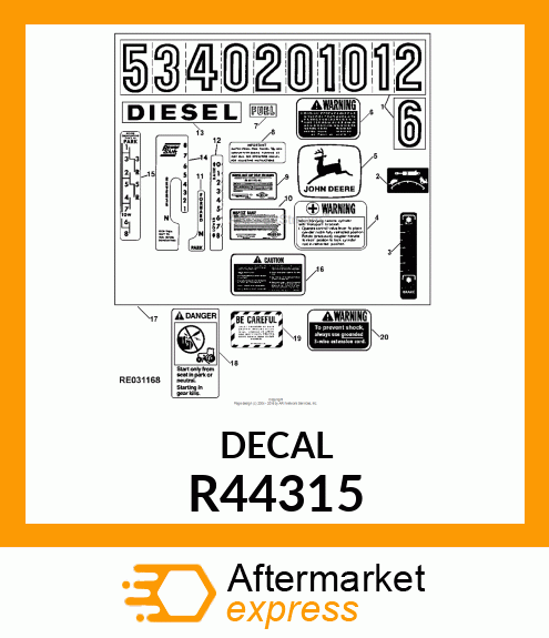 LABEL,REMOTE CYLINDER,RH R44315