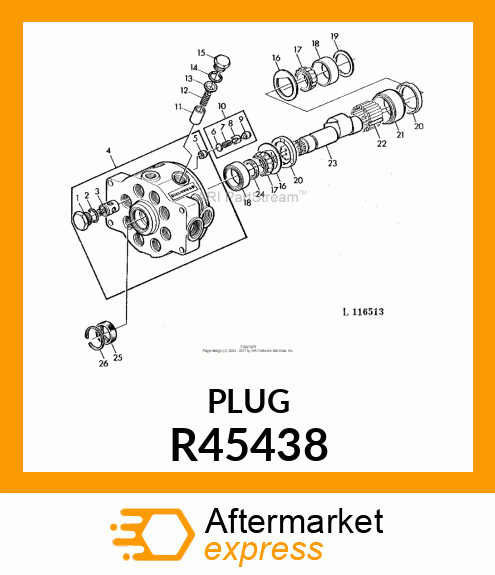 FITTING, PLUG,HYD PUMP PISTON R45438