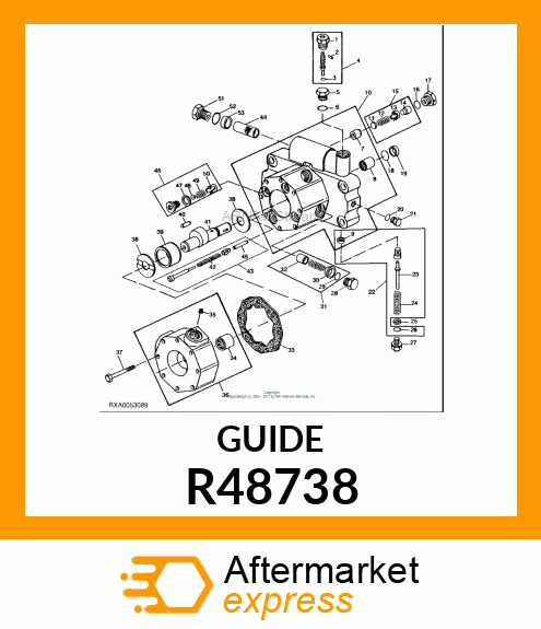 GUIDE, HYDRAULIC PUMP OUTLET VALVE R48738