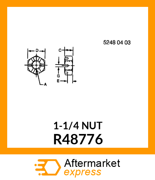 NUT, SPECIAL HEX SLOTTED R48776