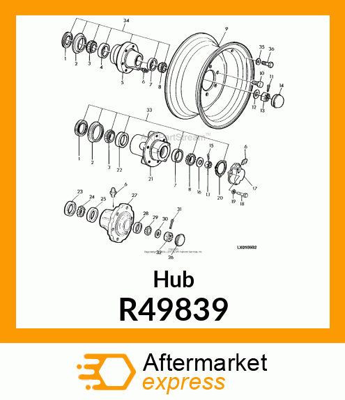 HUB,FRONT WHEEL R49839