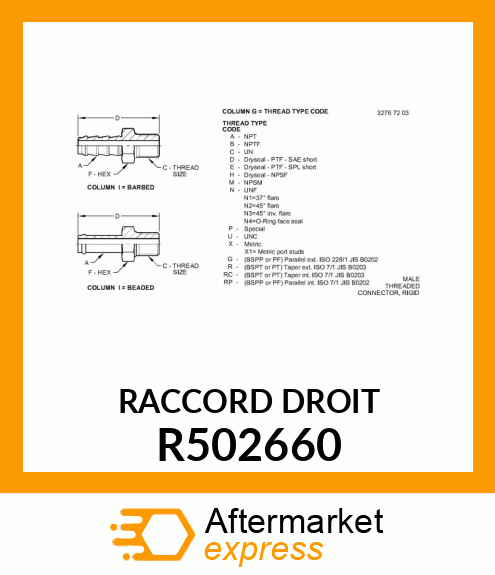 RACCORD DROIT R502660