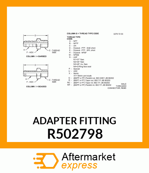 ADAPTER FITTING R502798