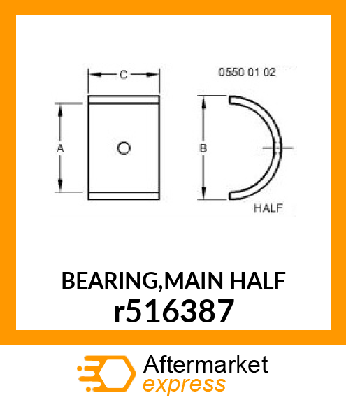 BEARING,MAIN HALF r516387