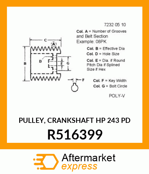 PULLEY, CRANKSHAFT (HP 243 PD) R516399