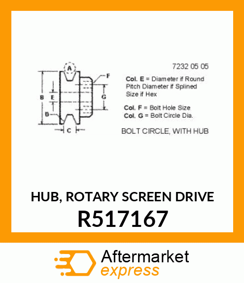 HUB, ROTARY SCREEN DRIVE R517167