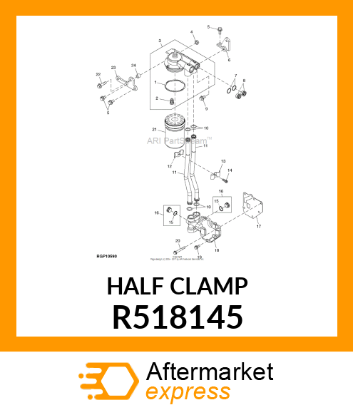 CLAMP, OIL TUBE FRONT HALF W/TAB R518145