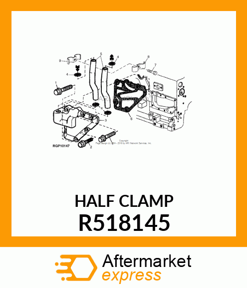 CLAMP, OIL TUBE FRONT HALF W/TAB R518145