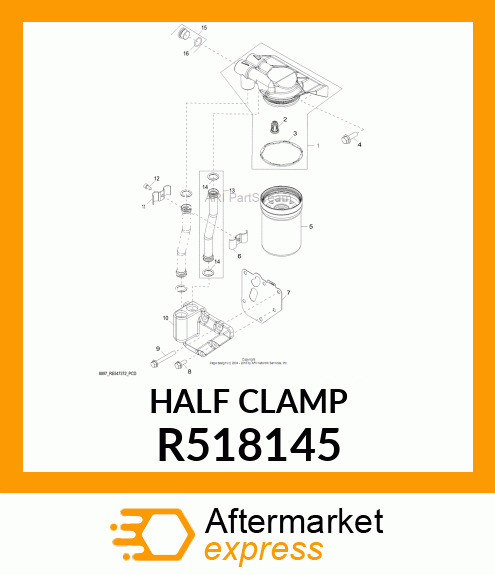 CLAMP, OIL TUBE FRONT HALF W/TAB R518145