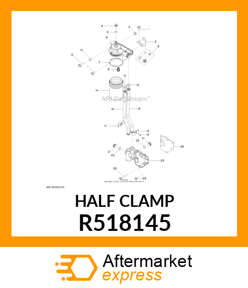 CLAMP, OIL TUBE FRONT HALF W/TAB R518145