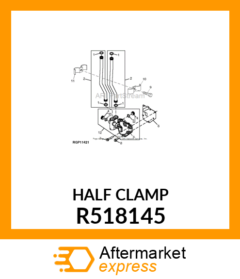 CLAMP, OIL TUBE FRONT HALF W/TAB R518145