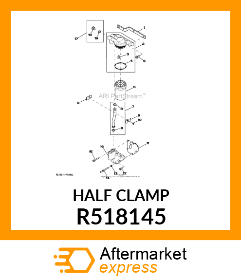 CLAMP, OIL TUBE FRONT HALF W/TAB R518145