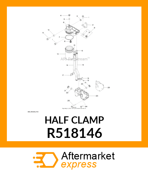 CLAMP,OIL TUBE BACK HALF W/THREADS R518146