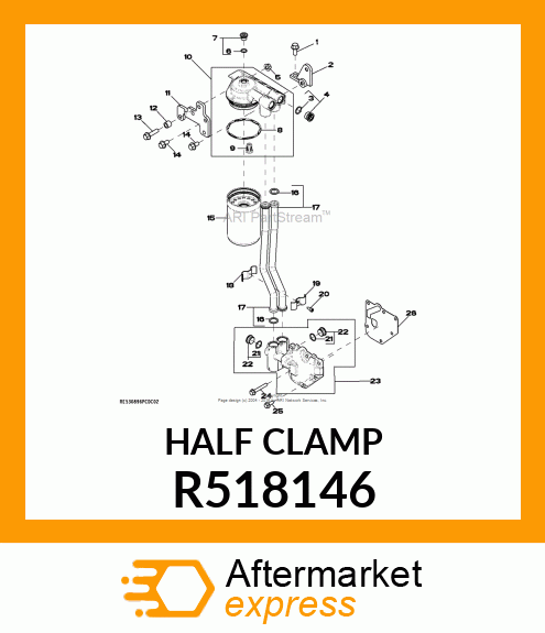 CLAMP,OIL TUBE BACK HALF W/THREADS R518146