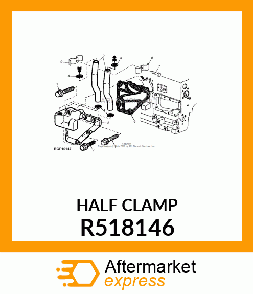 CLAMP,OIL TUBE BACK HALF W/THREADS R518146