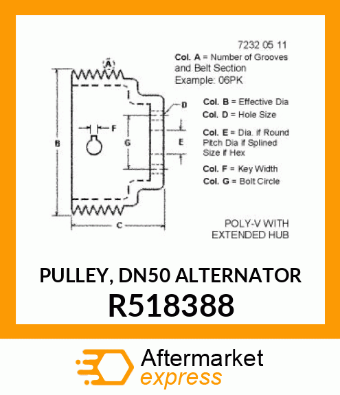 PULLEY, DN50 ALTERNATOR R518388