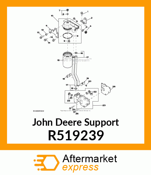 SUPPORT, OIL FILTER HEADER AND HOOD R519239