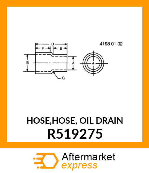 HOSE,HOSE, OIL DRAIN R519275