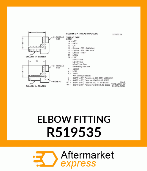 ELBOW FITTING R519535