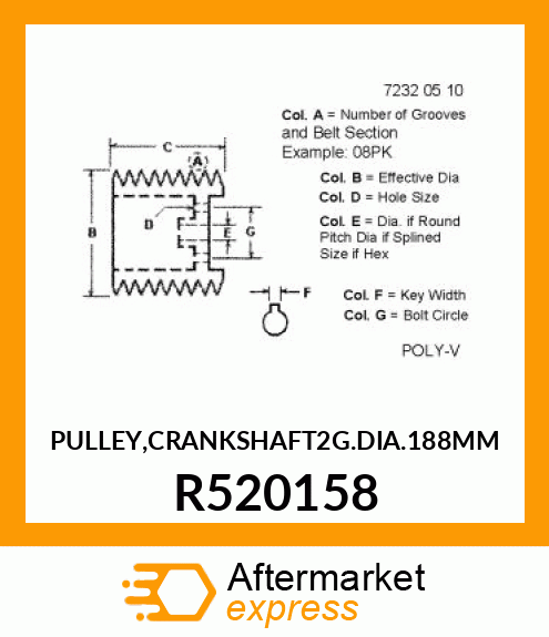 PULLEY,CRANKSHAFT2G.DIA.188MM R520158