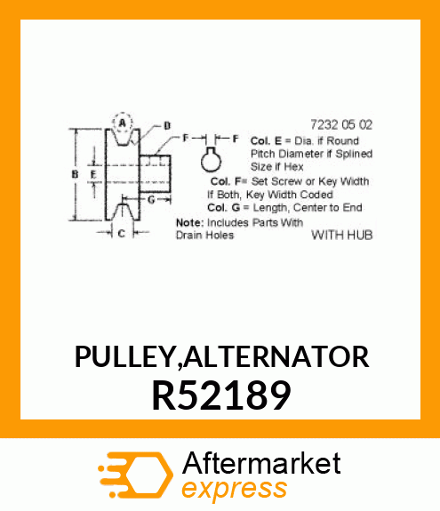 PULLEY,ALTERNATOR R52189