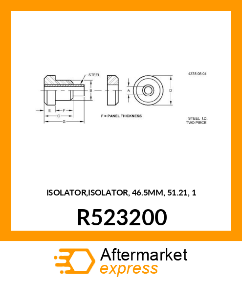 ISOLATOR,ISOLATOR, 46.5MM, 51.21, 1 R523200