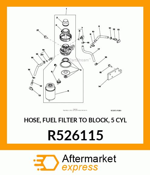 HOSE, FUEL FILTER TO BLOCK, 5 CYL R526115