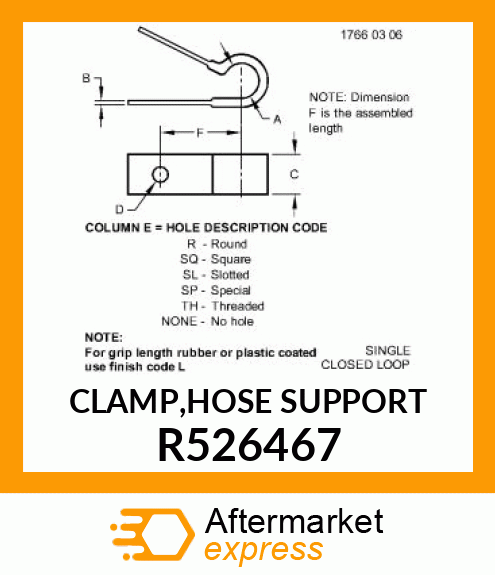 CLAMP,HOSE SUPPORT R526467