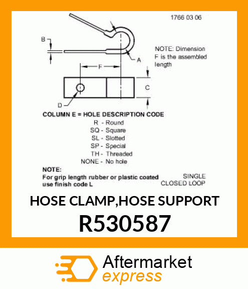 HOSE CLAMP,HOSE SUPPORT R530587